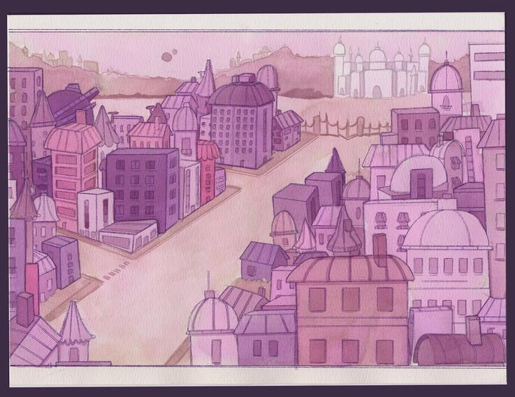 A traditional watercolor piece I did for my fictional world/ story.